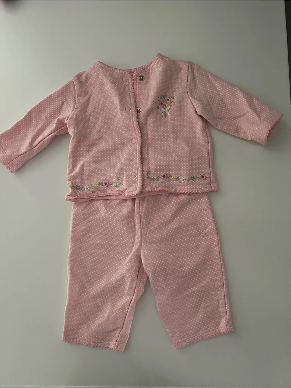 Vintage pink embroidered 2 piece set size 6 month baby girl